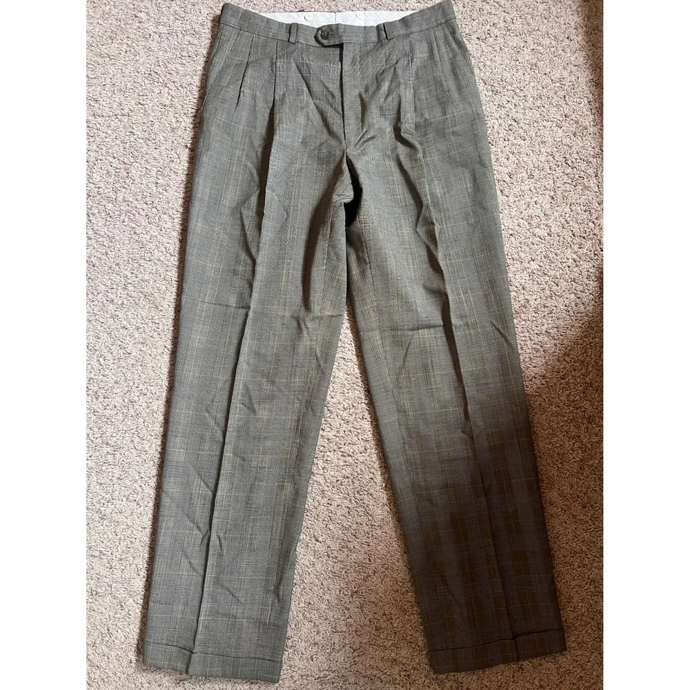 Vintage Ralph Lauren Mens Glen Plaid Wool Suit Made in Canada